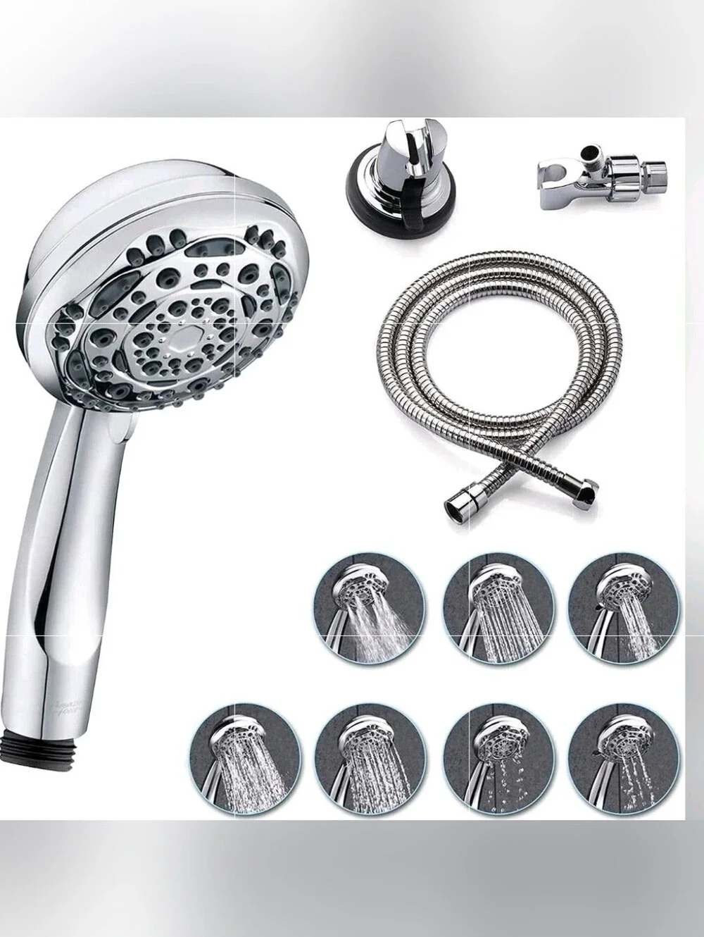 Amazing Force Handheld Shower Head With Hose 1.75 GPM 7 Spray Settings NEW